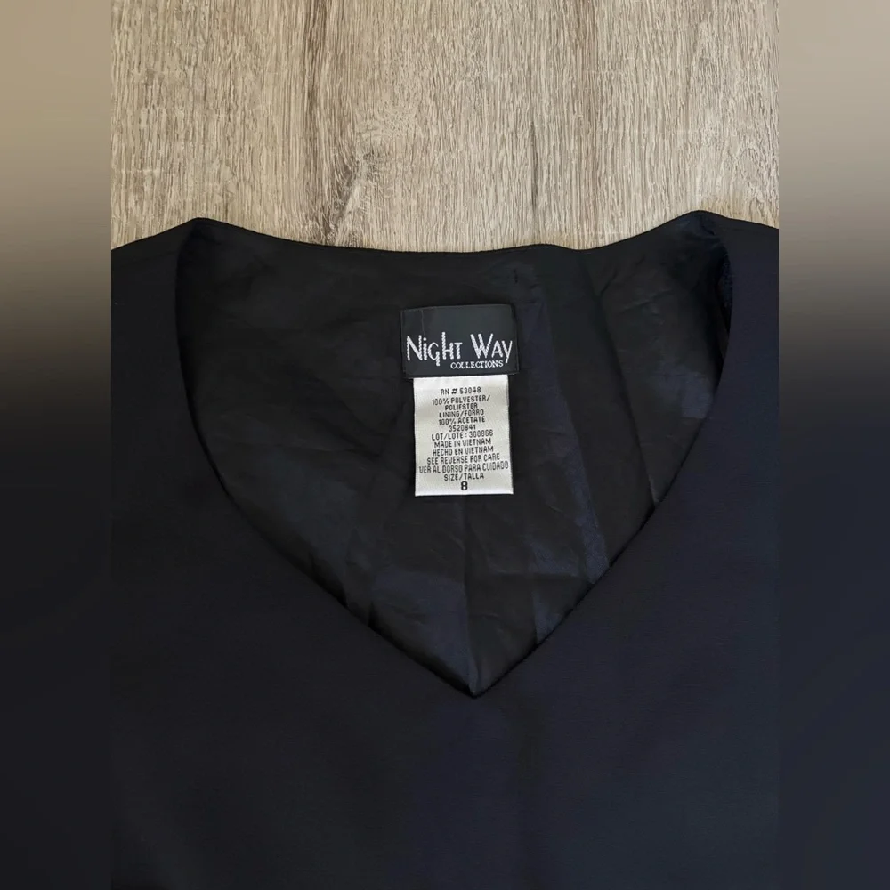 Night Way Collections Black V-Neck Short Sleeve Tunic with Hem Embellishment - Picture 11 of 13
